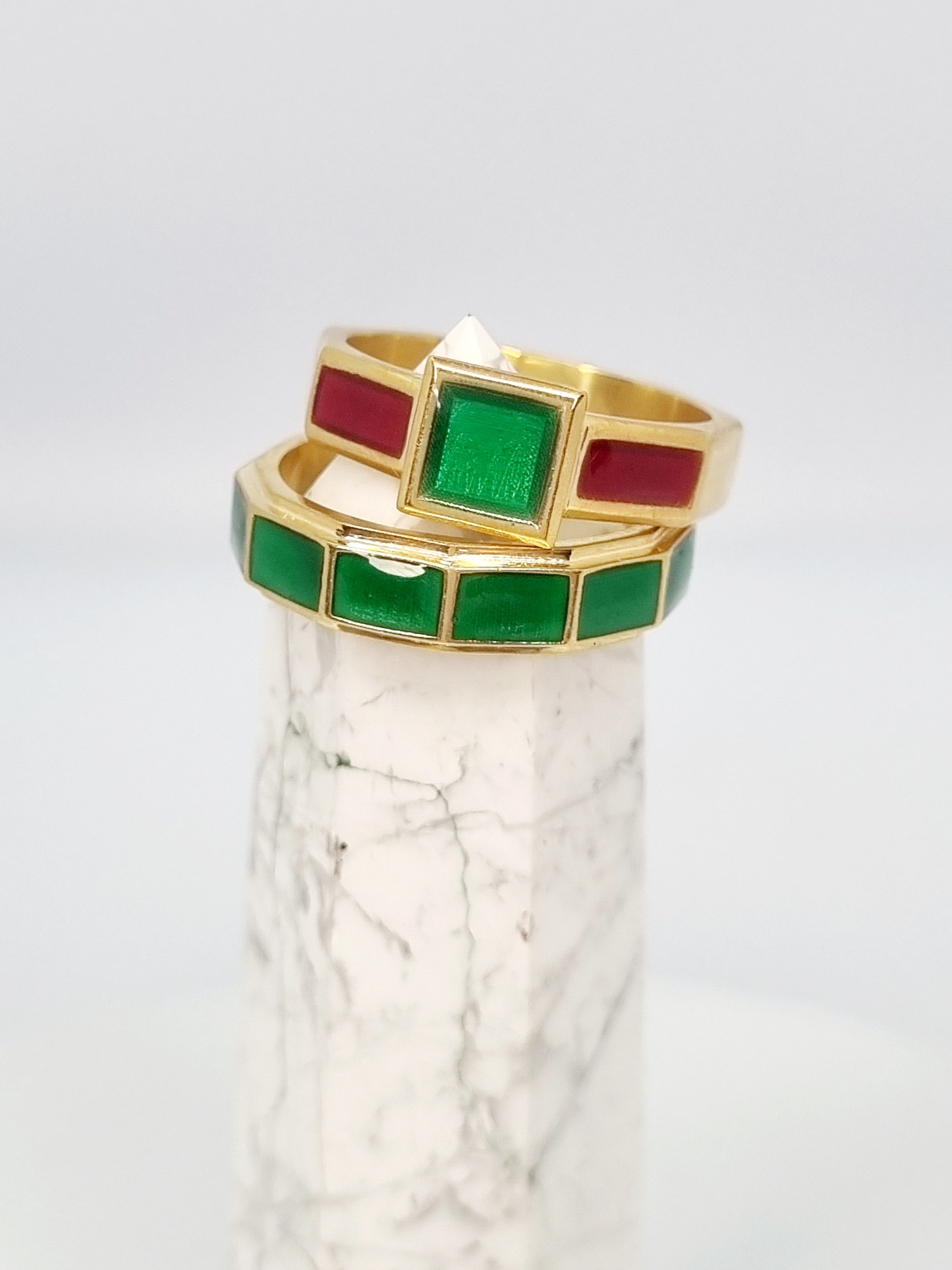 Love Full Somon Mineli Altın Kaplama Yüzük