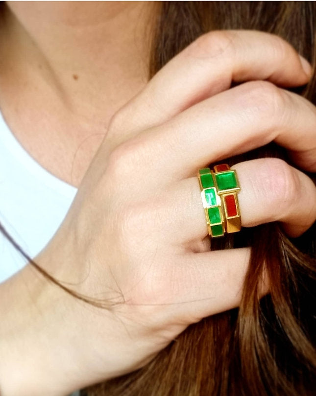 Love Full Somon Mineli Altın Kaplama Yüzük