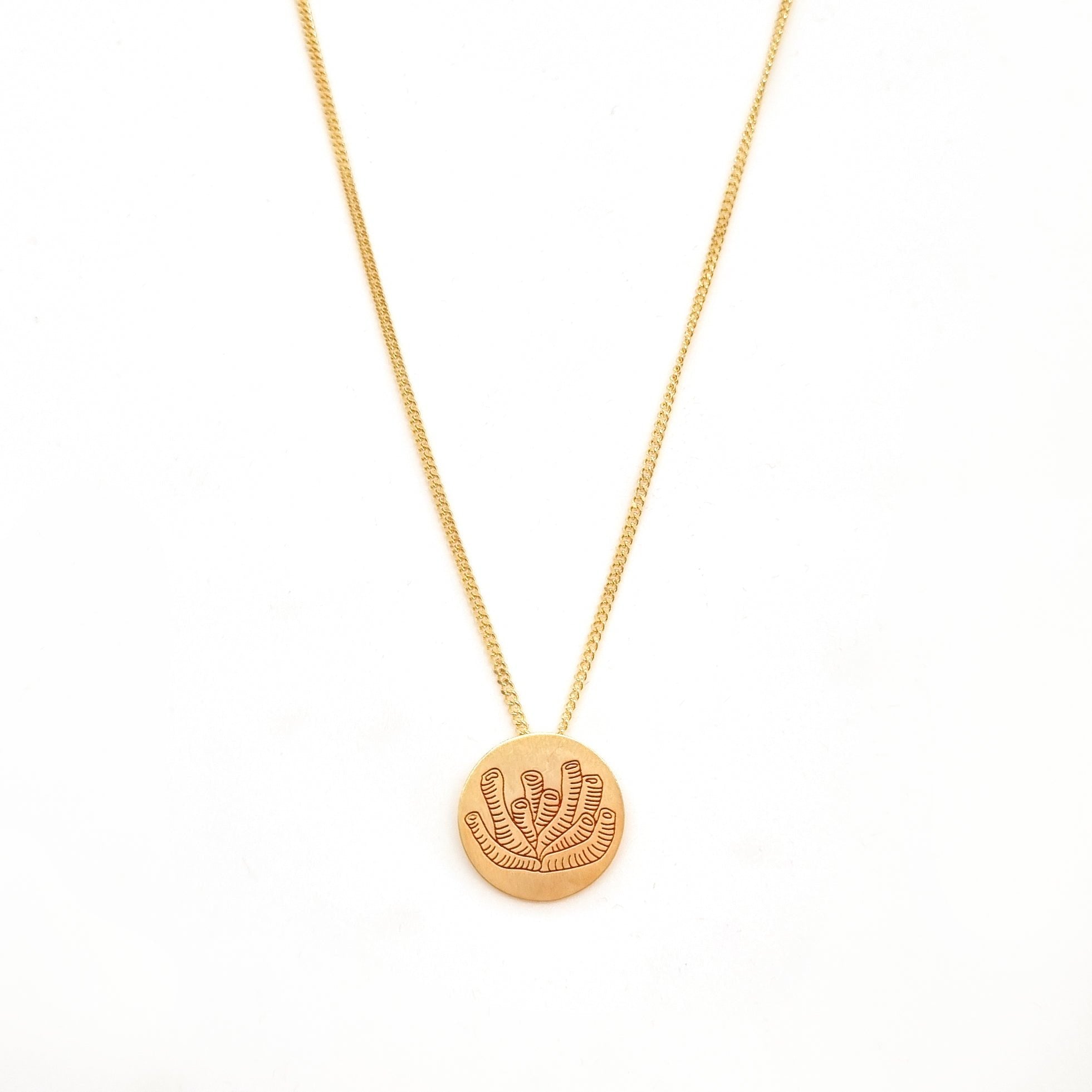 Coral Yuvarlak Altın Kaplama Kolye