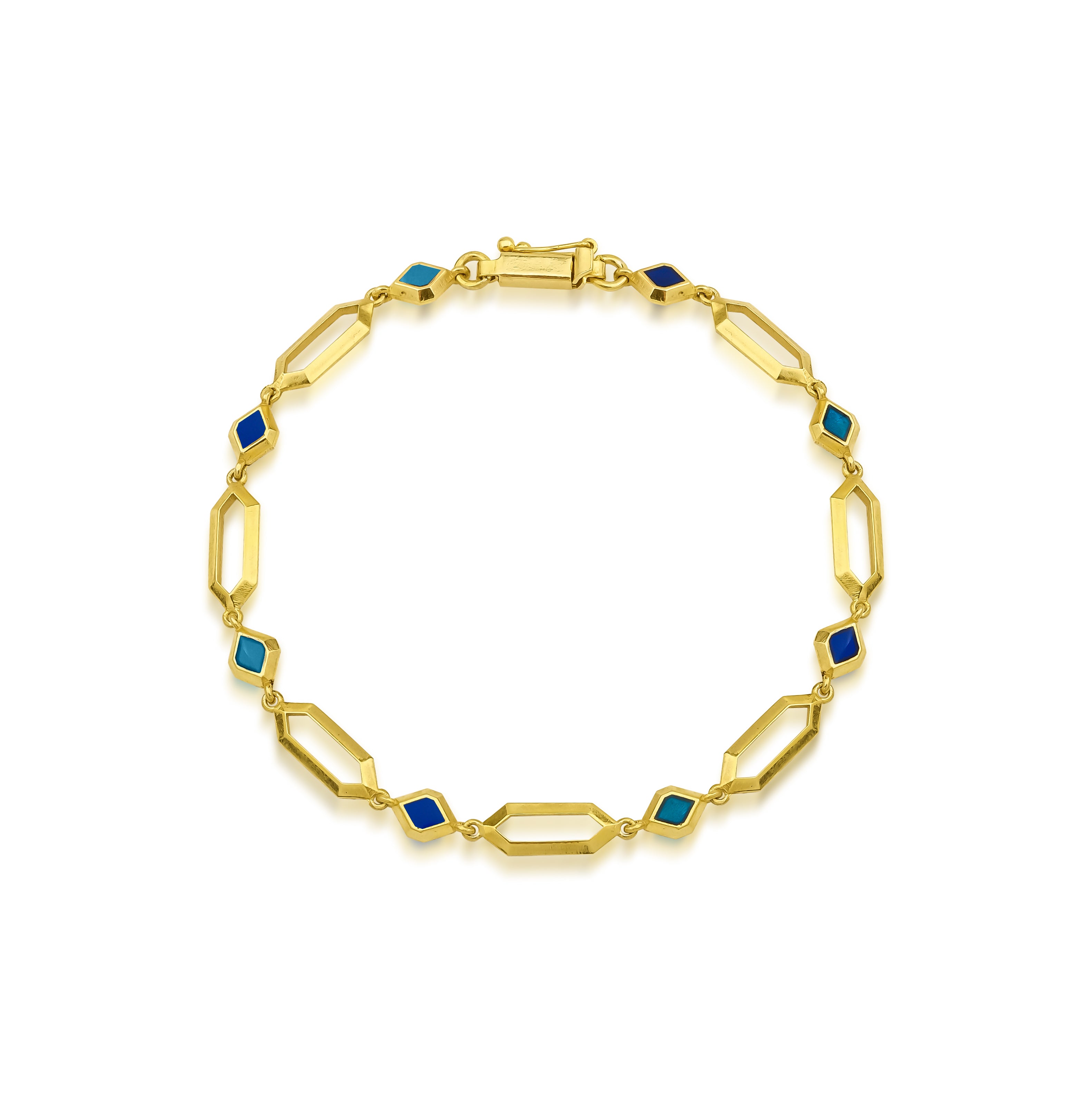 Angie Turkuaz ve Kobalt Mineli Altın Kaplama Bileklik