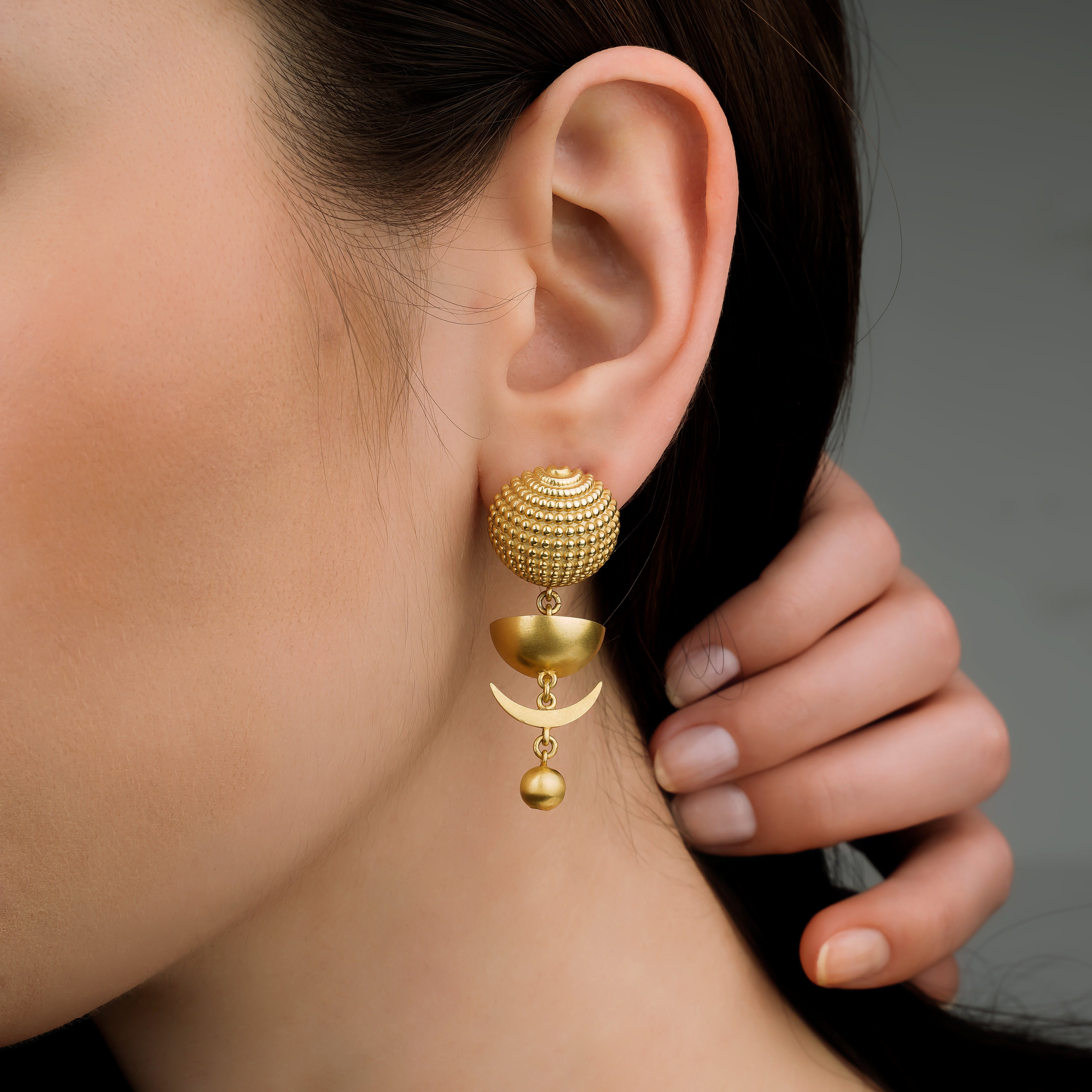 Luna Altın Kaplama Küpe