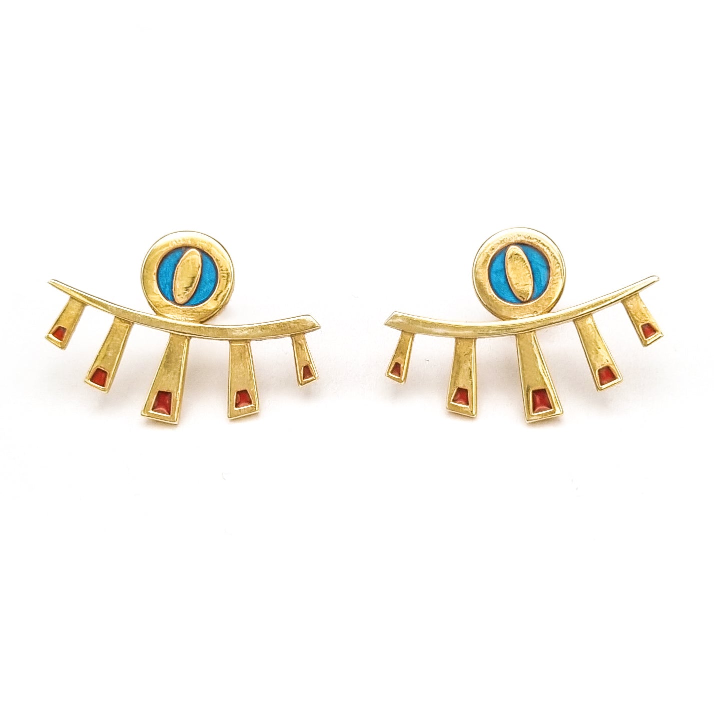 Occhio Turkuaz ve Kırmızı Küpe