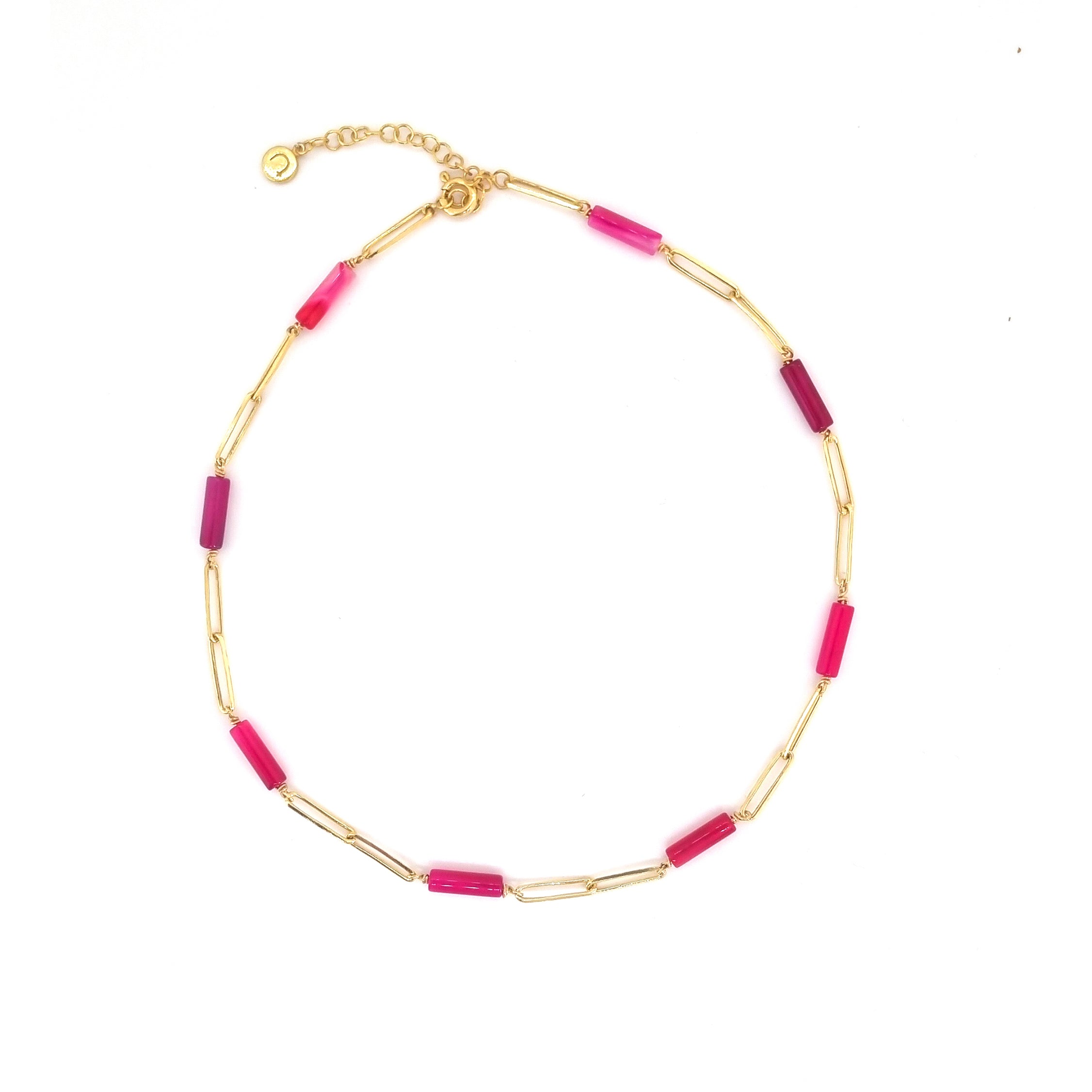 String Pembe Kalsedon Kolye