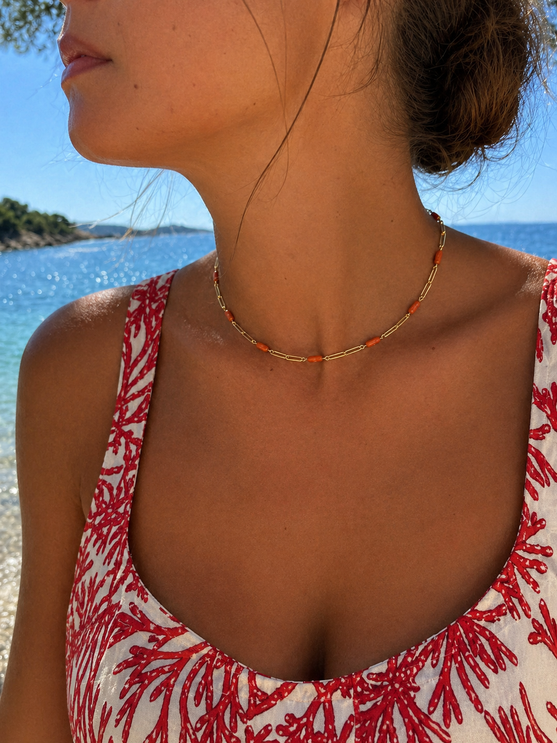 String Pembe Kalsedon Kolye