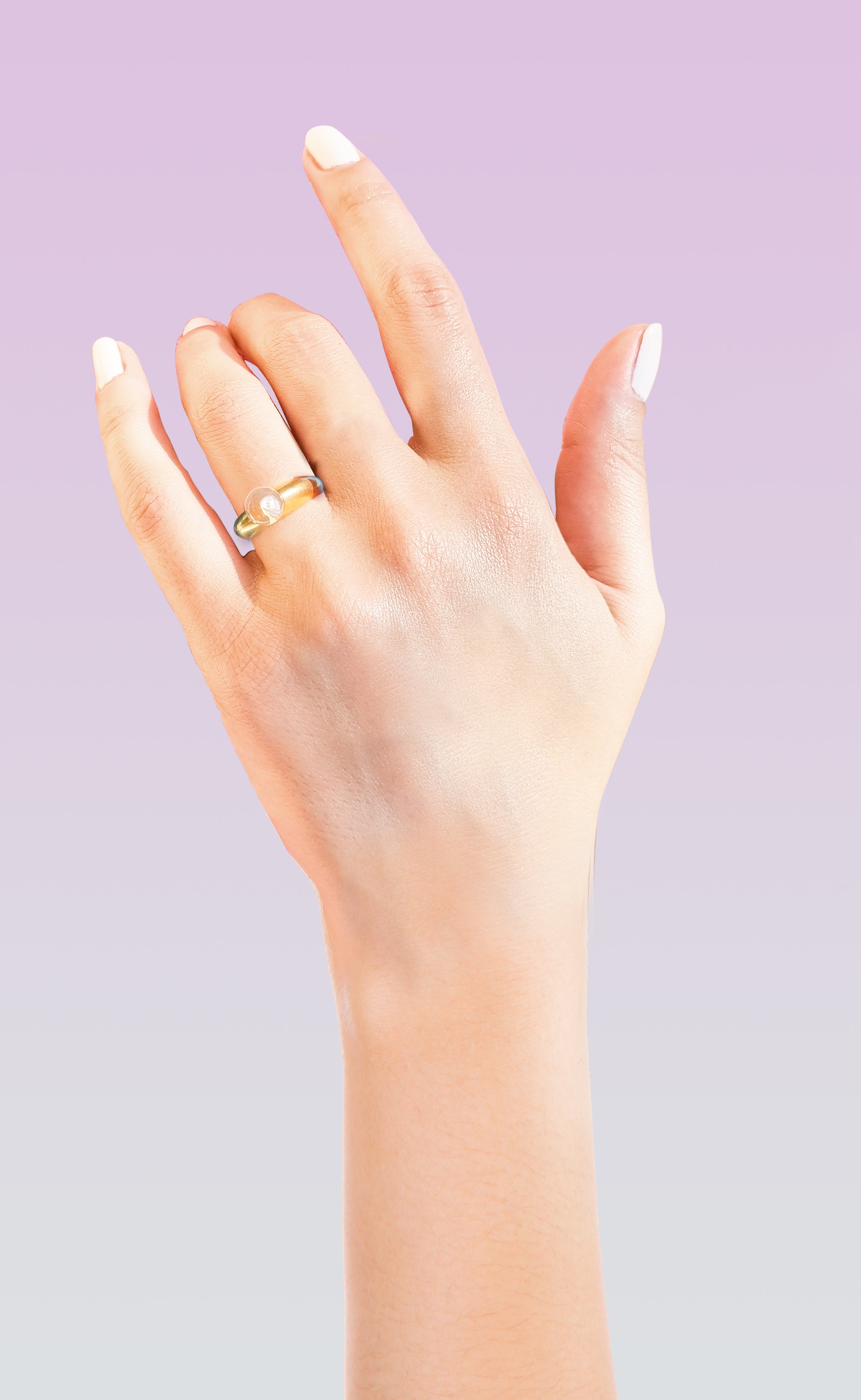 Tiff Beyaz Taşlı Altın Kaplama Yüzük