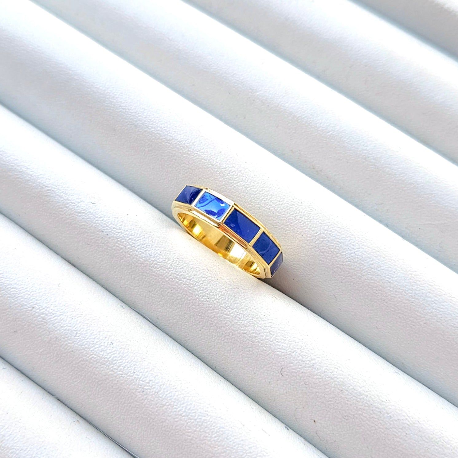 Love Full Kobalt Mineli Altın Kaplama Yüzük