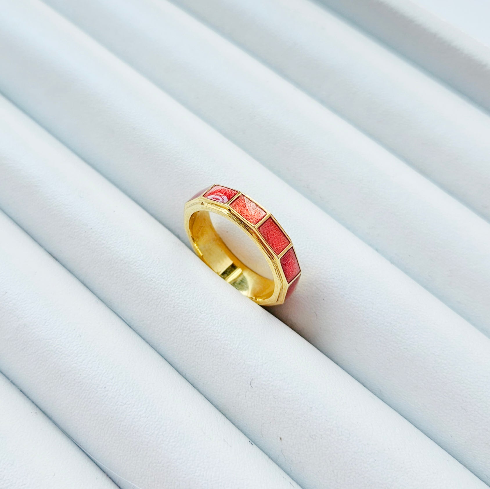 Love Full Kobalt Mineli Altın Kaplama Yüzük