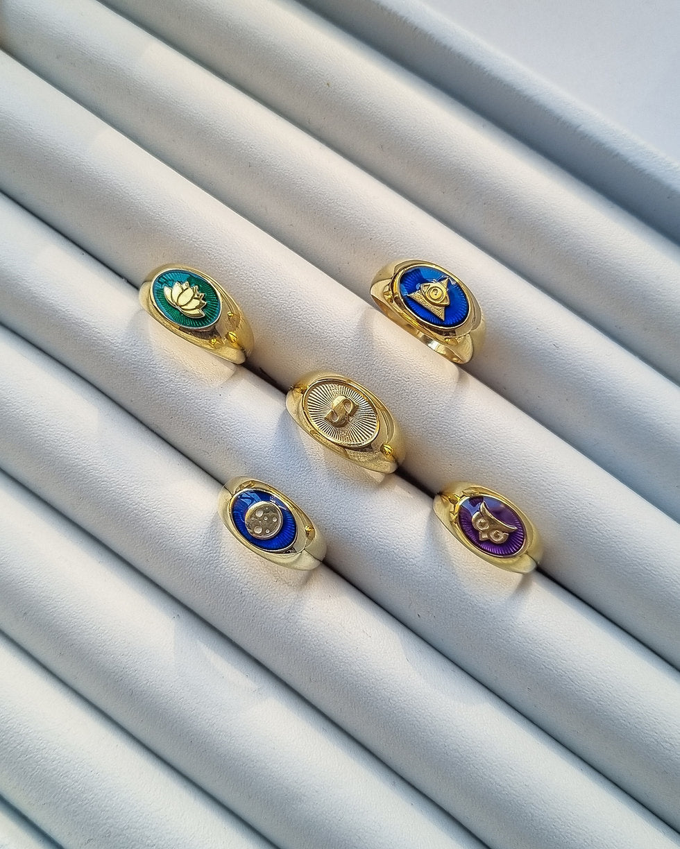 Mühür Mineli Altın Kaplama Yüzük