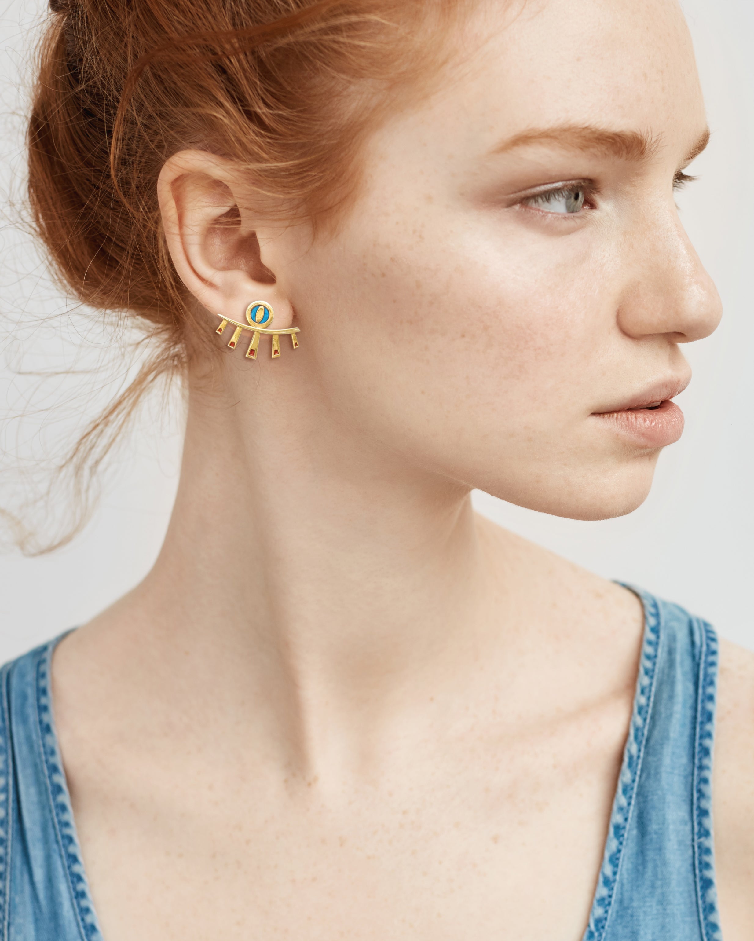 Occhio Turkuaz ve Kırmızı Küpe