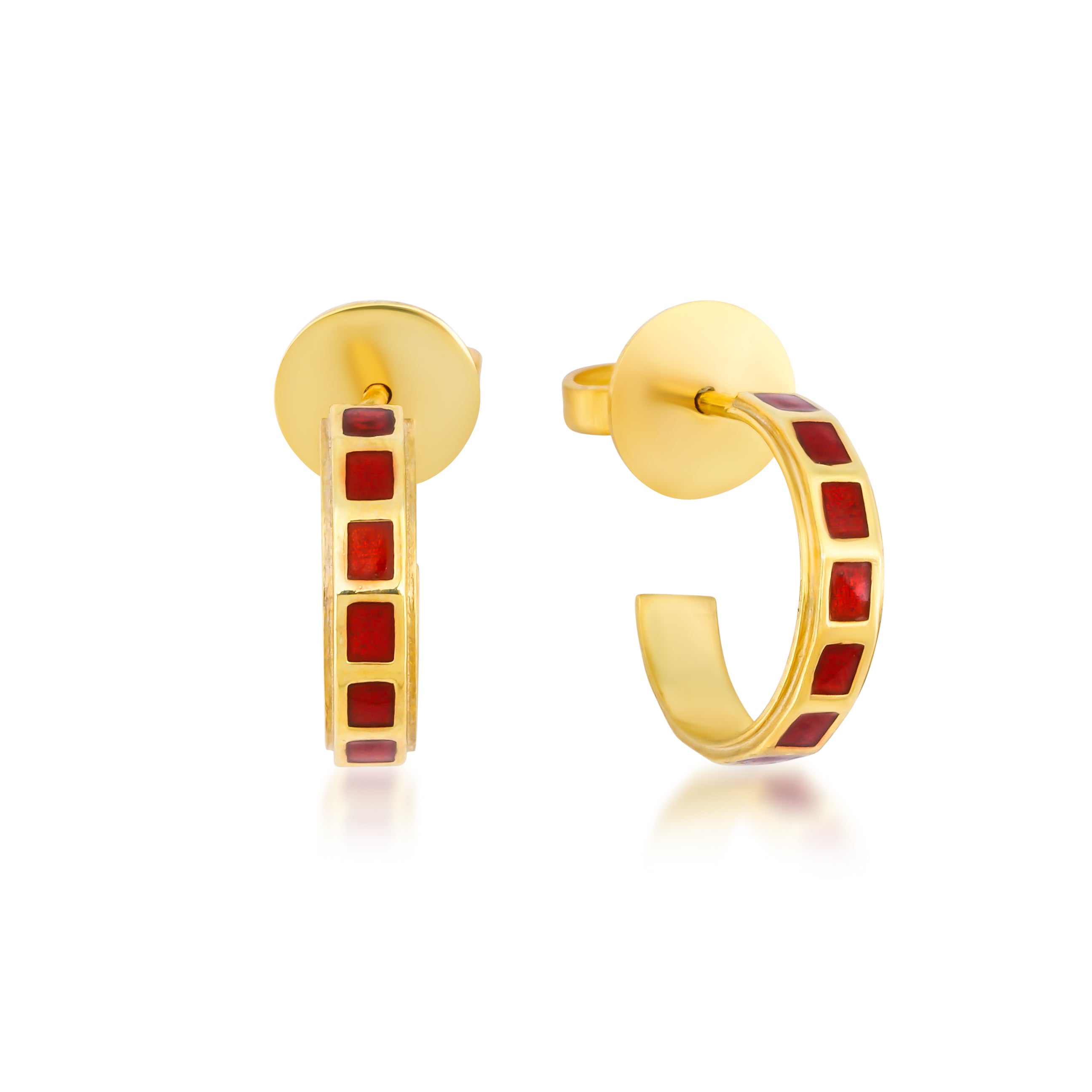 Love Kırmızı Mineli Altın Kaplama Küpe