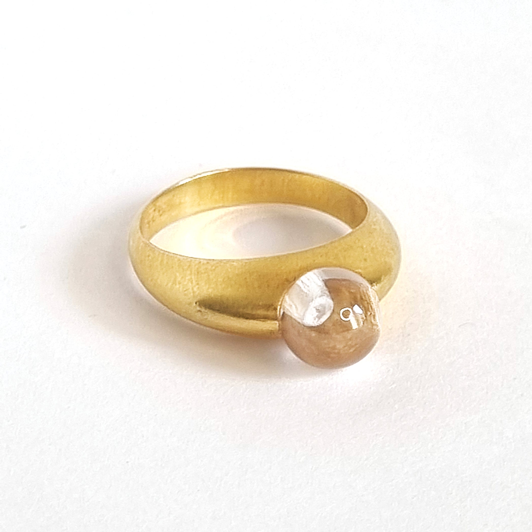 Tiff Beyaz Taşlı Altın Kaplama Yüzük