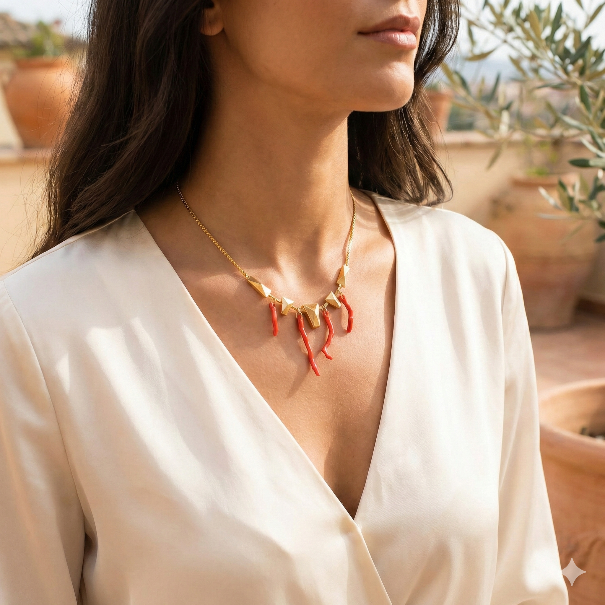 Corart Mercan Altın Kaplama Kolye